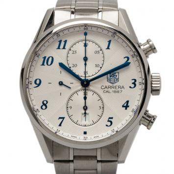 Pre Owned Tag Heuer White Stainless Steel Carrera Calibre 1887 Heritage Men's Wristwatch 41MM