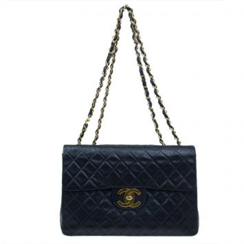 Chanel Black Lambskin Maxi Vintage Flap Bag