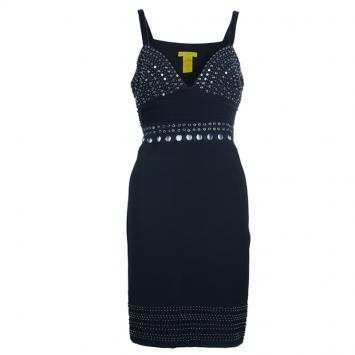 Catherine Malandrino Black Embellished Mini Dress L