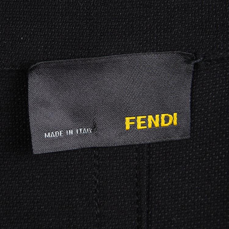 Pre Owned Fendi Black Cotton Double Breasted Dress Coat S
