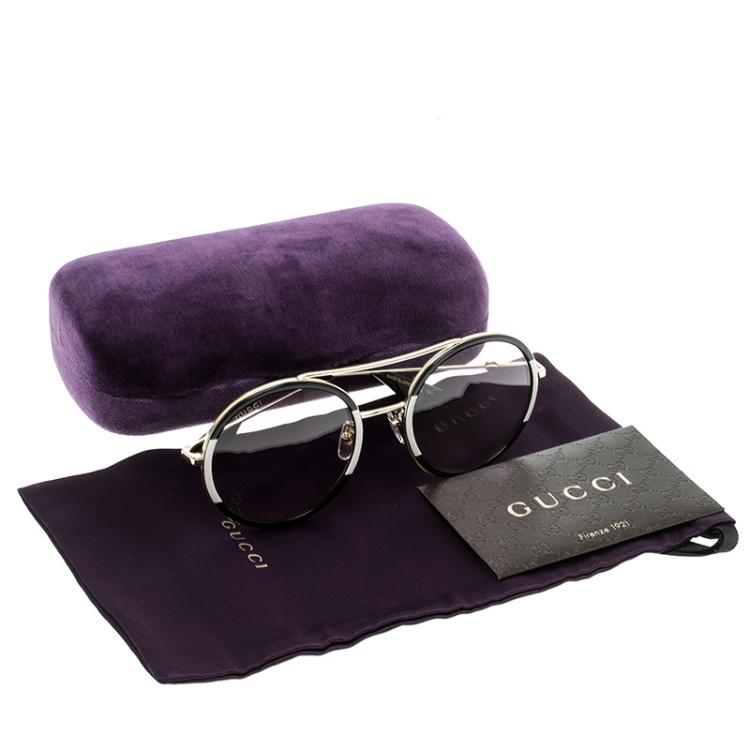 Pre Owned Gucci Black/Pink GG0061S Round Sunglasses