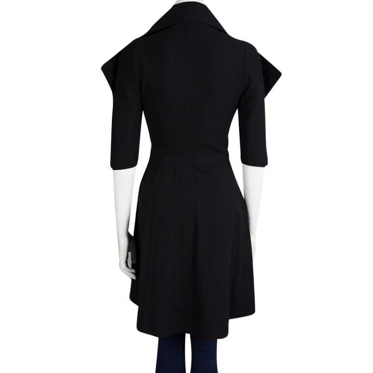 Pre Owned Fendi Black Cotton Double Breasted Dress Coat S