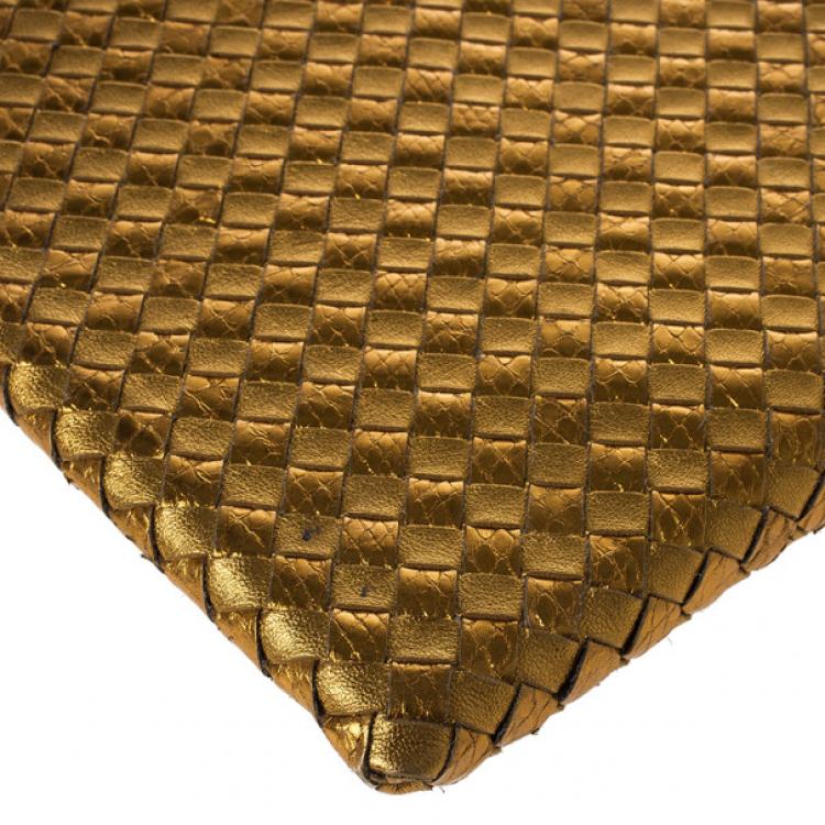 Pre Owned Bottega Veneta Oro Bruciato Intrecciato Ayers iPad Case