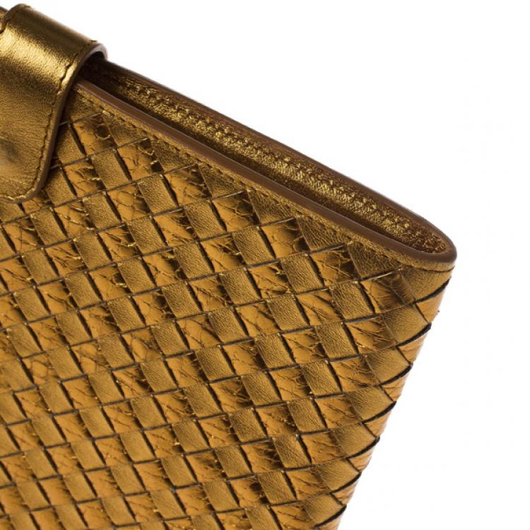Pre Owned Bottega Veneta Oro Bruciato Intrecciato Ayers iPad Case