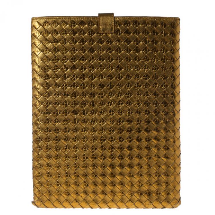 Pre Owned Bottega Veneta Oro Bruciato Intrecciato Ayers iPad Case