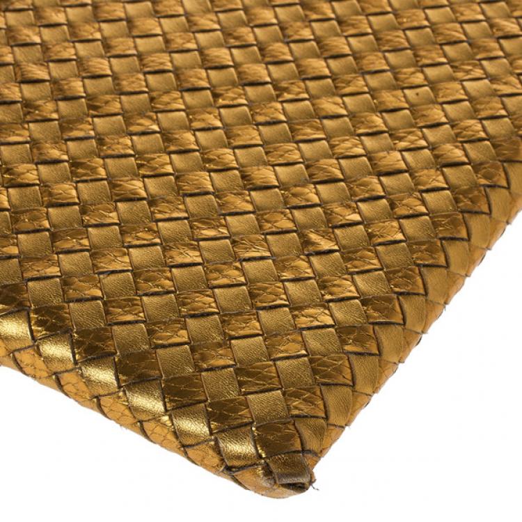 Pre Owned Bottega Veneta Oro Bruciato Intrecciato Ayers iPad Case