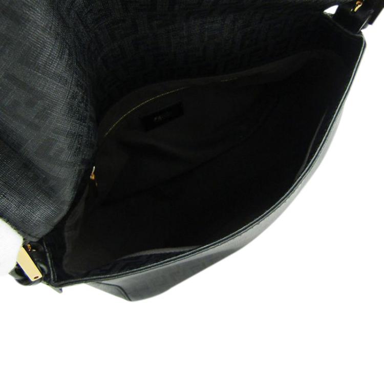 مملوكة مسبقًا Fendi Black Zucchino Coated Canvas Mama Baguette Shoulder Bag