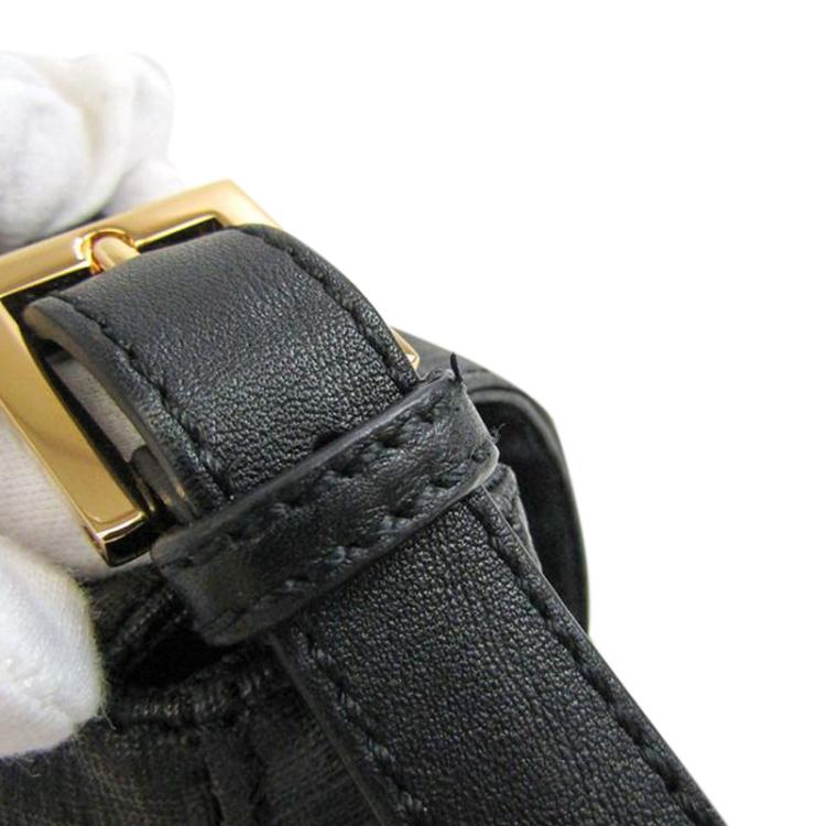 مم�لوكة مسبقًا Fendi Black Zucchino Coated Canvas Mama Baguette Shoulder Bag