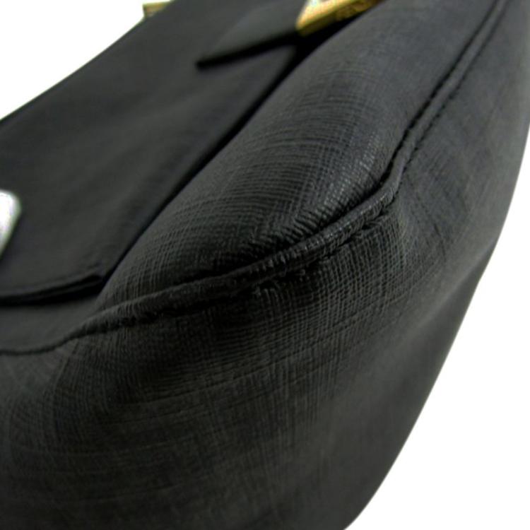 مملوكة مسبقًا Fendi Black Zucchino Coated Canvas Mama Baguette Shoulder Bag