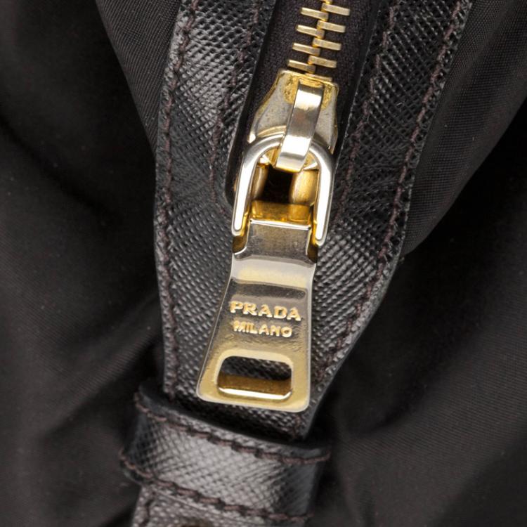 Pre Owned Prada Black Nylon Jacquard Bowling Bag
