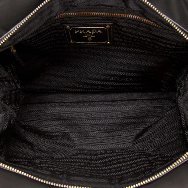 Pre Owned Prada Black Nylon Jacquard Bowling Bag