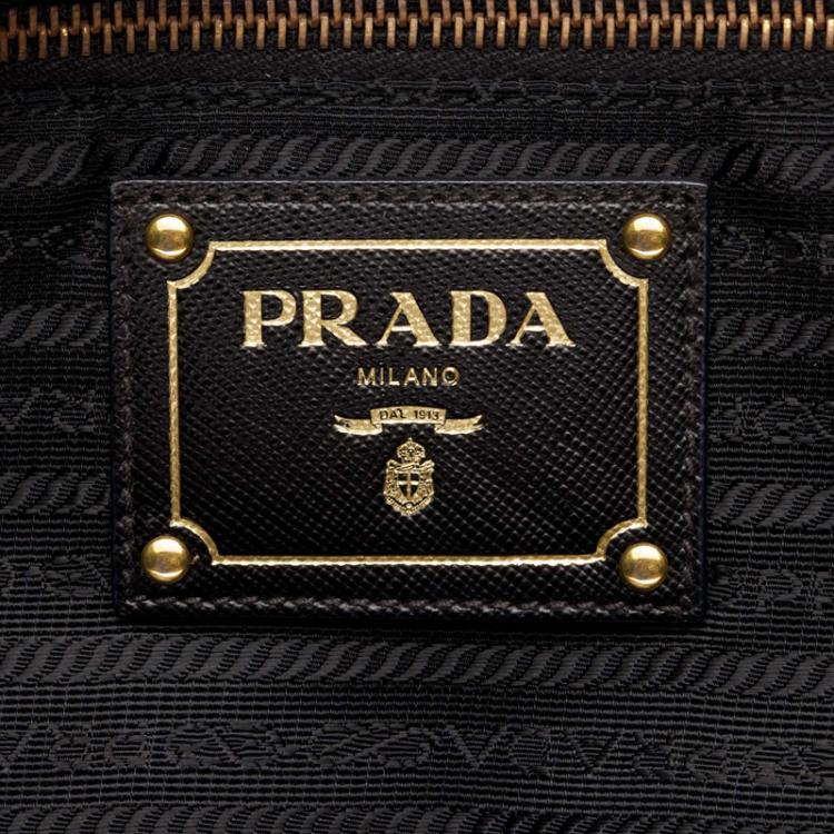 Pre Owned Prada Black Nylon Jacquard Bowling Bag