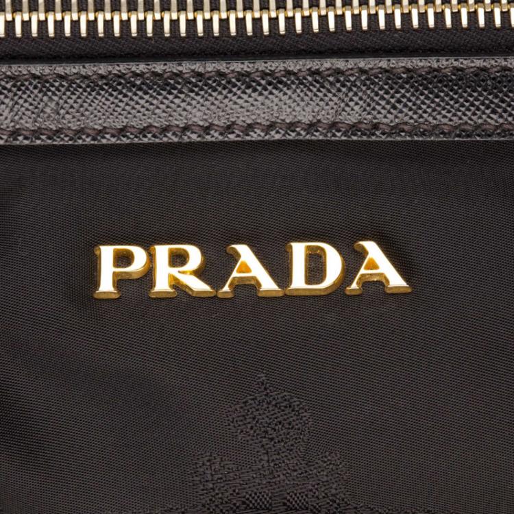 Pre Owned Prada Black Nylon Jacquard Bowling Bag