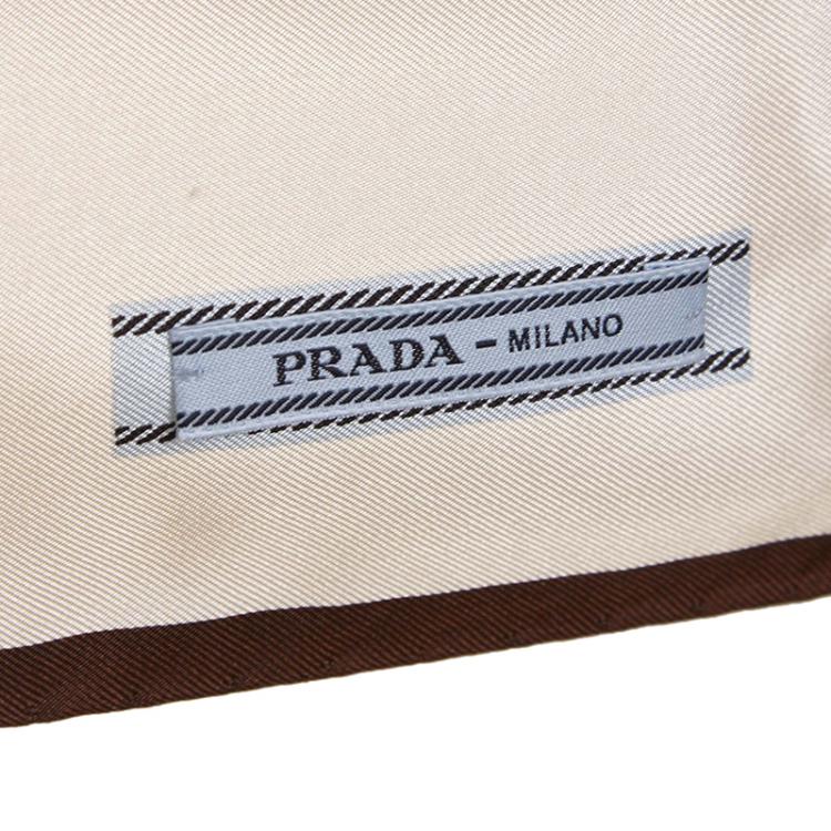 مملوكة مسبقًا وشاح برادا مربع حرير أبيض طباعة موردة