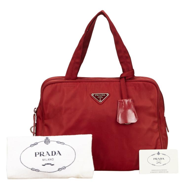prada red nylon bag