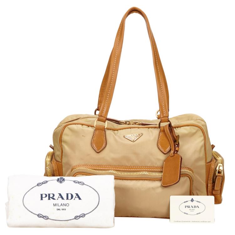 prada beige nylon shoulder bag