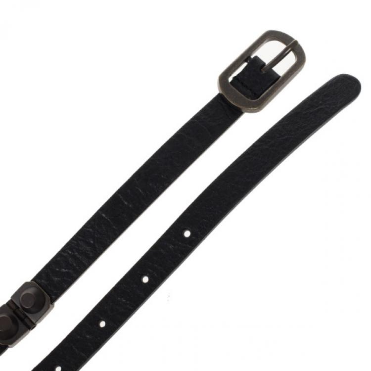 Pre Owned Balenciaga Black Leather Arena Studded Belt 80 CM