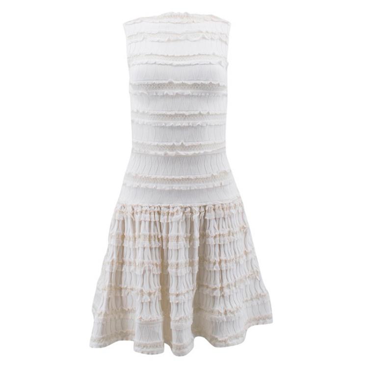 white frill mini dress