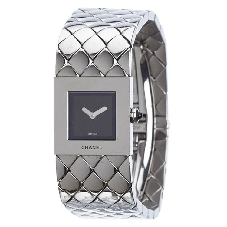 Chanel Black Stainless Steel Matelasse 