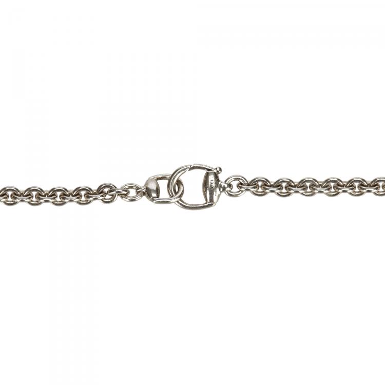 مملوكة مسبقًا Gucci Bamboo Heart Sterling Silver Pendant Necklace