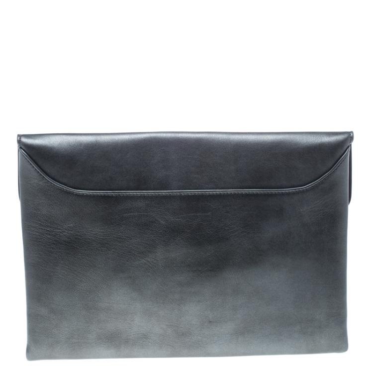 Pre Owned Givenchy Dark Grey Leather Medium Envelope Antigona Clutch