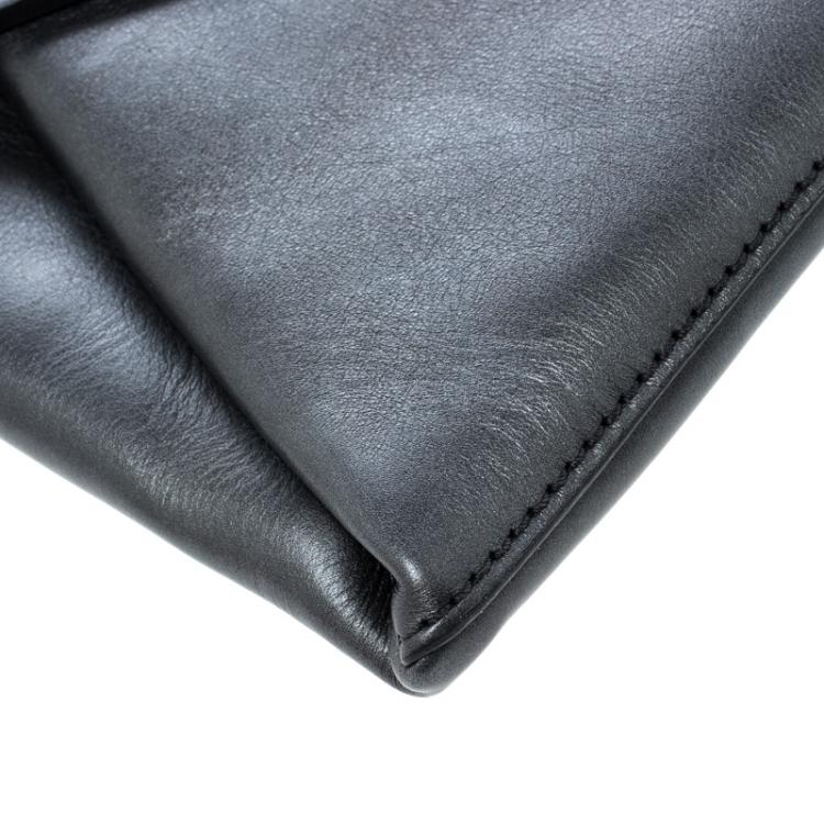 Pre Owned Givenchy Dark Grey Leather Medium Envelope Antigona Clutch