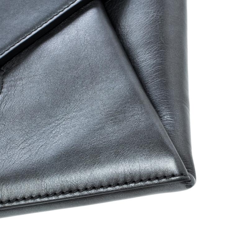 Pre Owned Givenchy Dark Grey Leather Medium Envelope Antigona Clutch