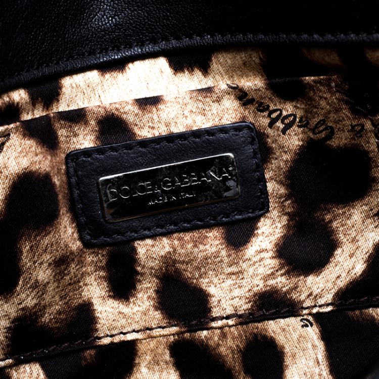 Pre Owned Dolce and Gabbana Green Leopard Print Coated Canvas Small Chain Shoulder Bag