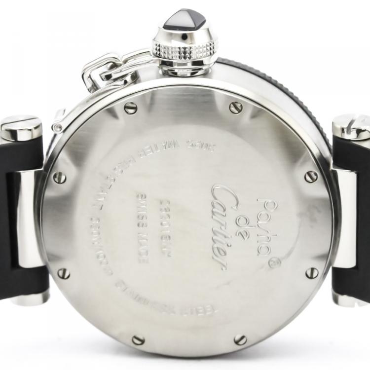 Pre Owned Cartier Black Stainless Steel Pasha Seatimer 3025 Women's Wristwatch 33 mm