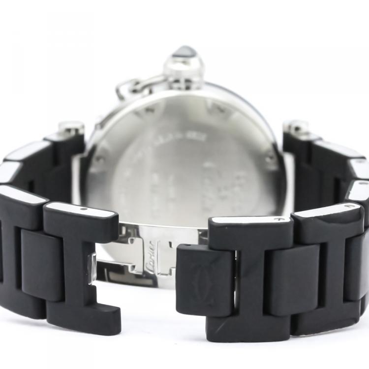 Pre Owned Cartier Black Stainless Steel Pasha Seatimer 3025 Women's Wristwatch 33 mm