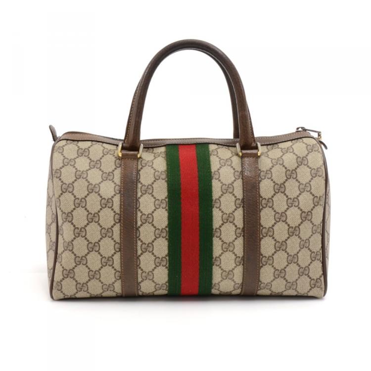 Pre Owned Gucci Beige/Ebony GG Coated Canvas Vintage Boston Bag