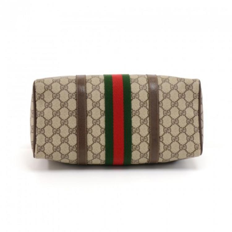 Pre Owned Gucci Beige/Ebony GG Coated Canvas Vintage Boston Bag