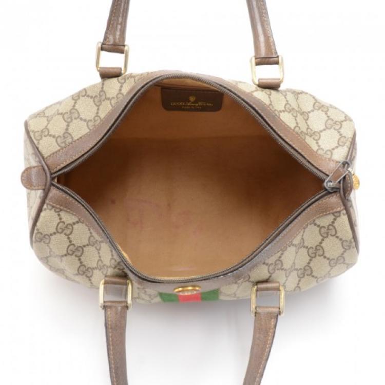 Pre Owned Gucci Beige/Ebony GG Coated Canvas Vintage Boston Bag