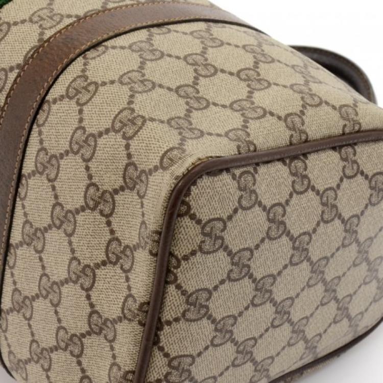 Pre Owned Gucci Beige/Ebony GG Coated Canvas Vintage Boston Bag