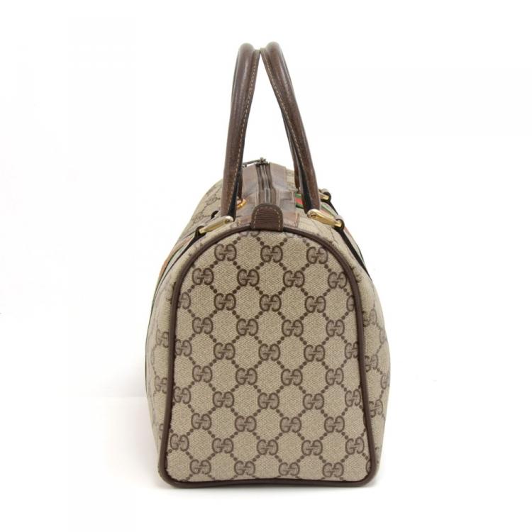 Pre Owned Gucci Beige/Ebony GG Coated Canvas Vintage Boston Bag