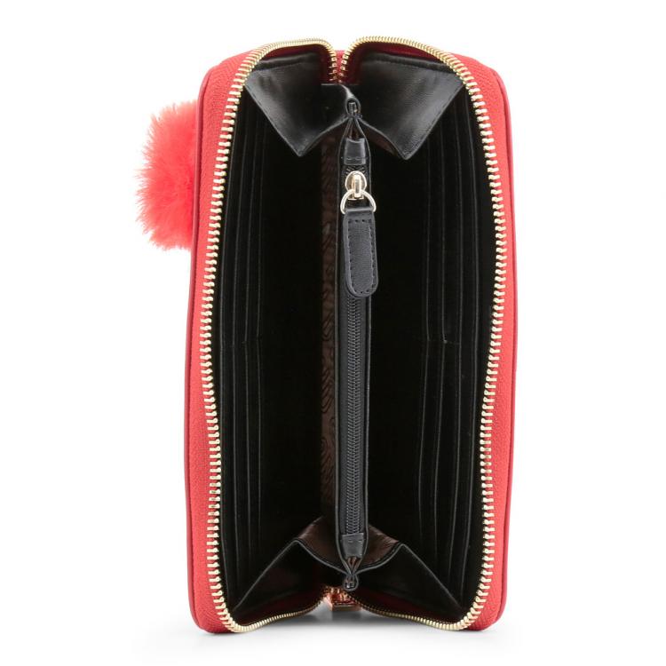 Pre Owned Love Moschino Red Leather Zip Around Wallet