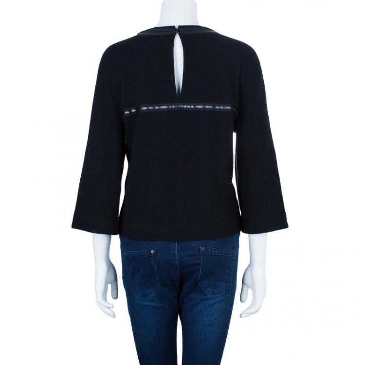 Pre Owned Chanel Cashmere Pocket Detail Top M