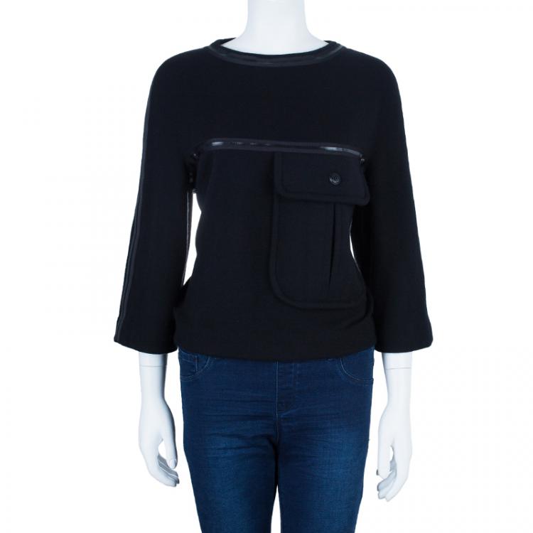 Pre Owned Chanel Cashmere Pocket Detail Top M