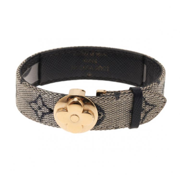 Louis Vuitton Monogram Flower Motif Wish Leather Cuff Bracelet LV