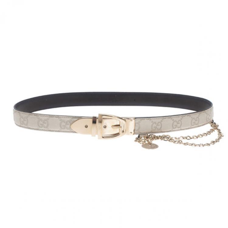 Belt Gucci White size Not specified International in Chain - 25927219
