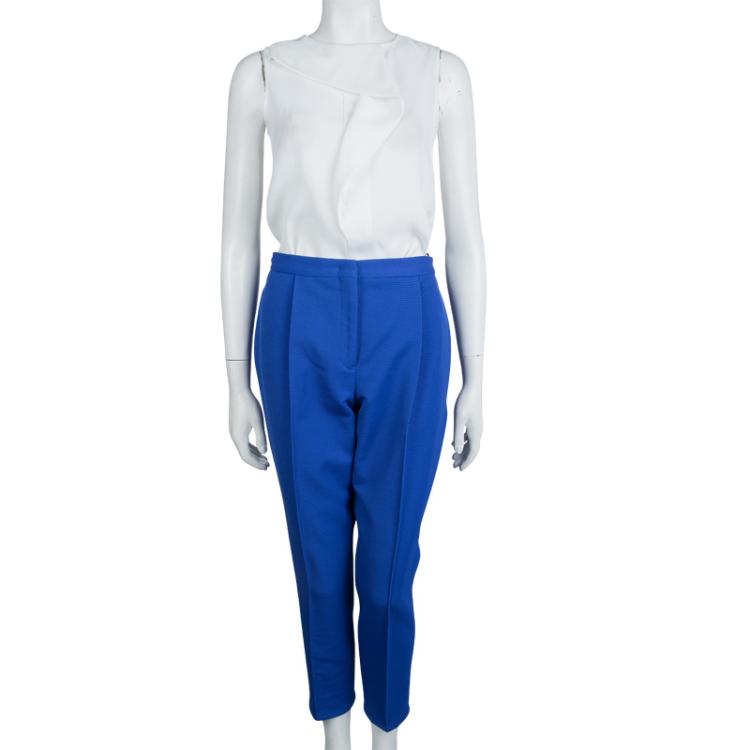 Pre Owned Jil Sander Electric Blue High Waist Trousers M