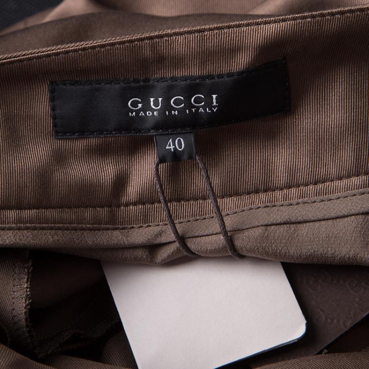 Pre Owned Gucci Brown High Waist Silk Pants S