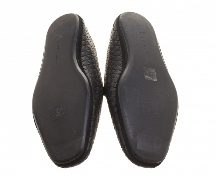 Pre Owned Bottega Veneta Black Intrecciato Leather Loafers Size 44