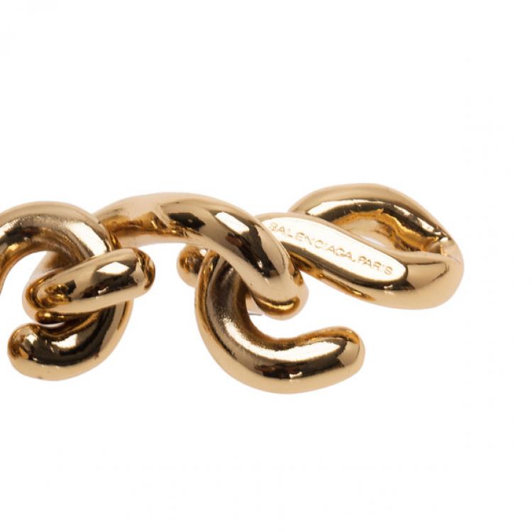 Pre Owned Balenciaga Gold-Tone Large S-Chain Bracelet 24CM