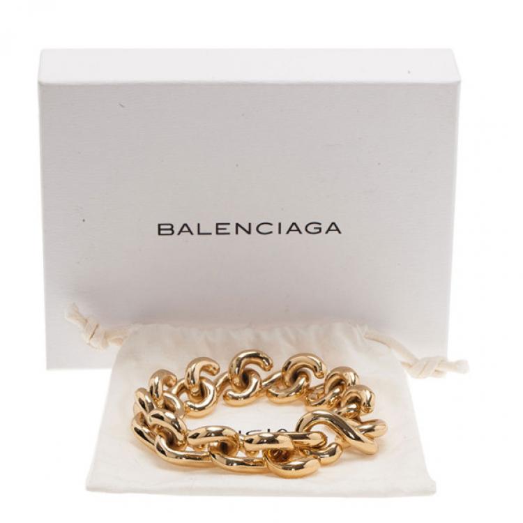 Pre Owned Balenciaga Gold-Tone Large S-Chain Bracelet 24CM