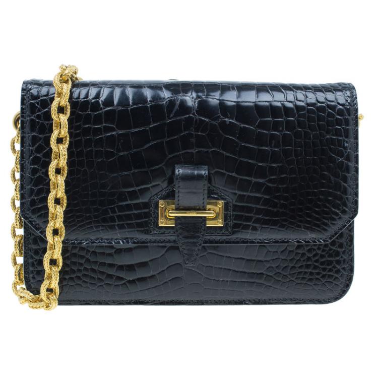 Tom Ford Black Crocodile Skin Flap Shoulder Bag Tom Ford | TLC