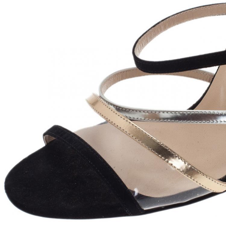 Pre Owned Jimmy Choo Multicolor Suede and Perspex Maitai Sandals Size 40