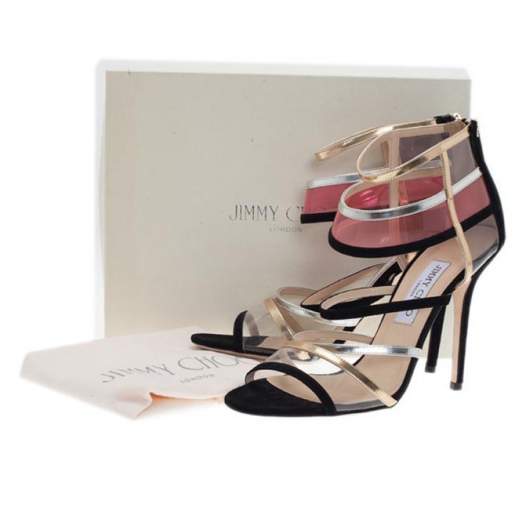 Pre Owned Jimmy Choo Multicolor Suede and Perspex Maitai Sandals Size 40