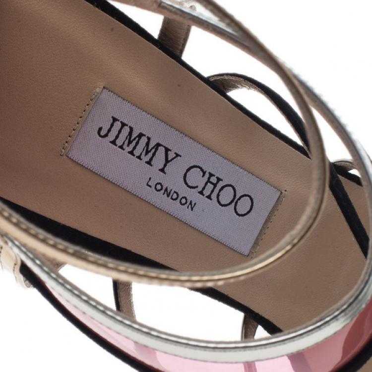 Pre Owned Jimmy Choo Multicolor Suede and Perspex Maitai Sandals Size 40