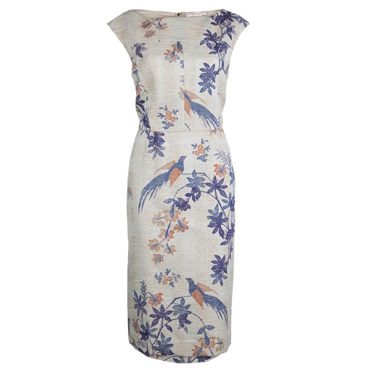 Pre Owned Tory Burch Beige Floral Print Dress M